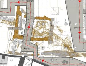 Ausschnitt aus dem Grundriss eines Bauplans der Architekten.